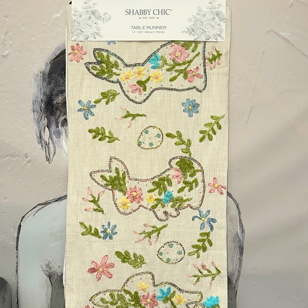 Easter bunny beaded table runner